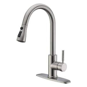 Brushed Nickel 14 in. H Pull Down Sprayer Kitchen Faucet with 360° Spout Swivel