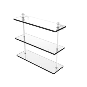 Mambo Collection 16 in. Triple Tiered Glass Shelf in Matte White