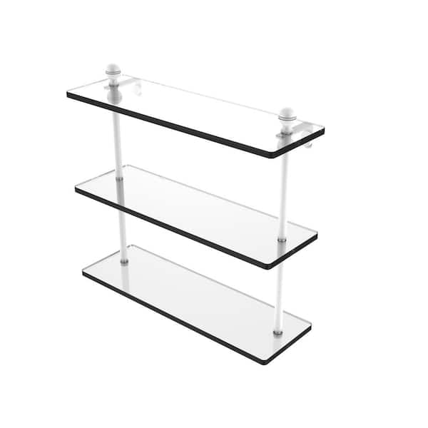 Allied Brass Mambo Collection 16 in. Triple Tiered Glass Shelf in Matte White