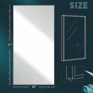 71 in. x 32 in. Classic Rectangle Metal Framed Black Wall Mirror