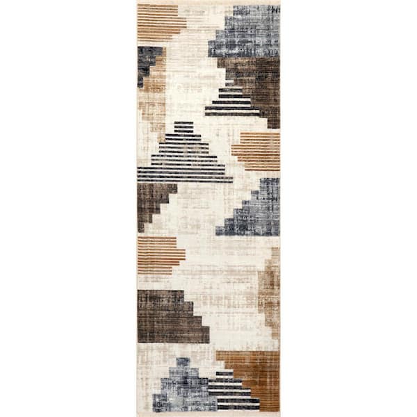 Vanita Navy 2 ft. 6 in. x 10 ft. Transitional Southwestern Fringe Area Rug