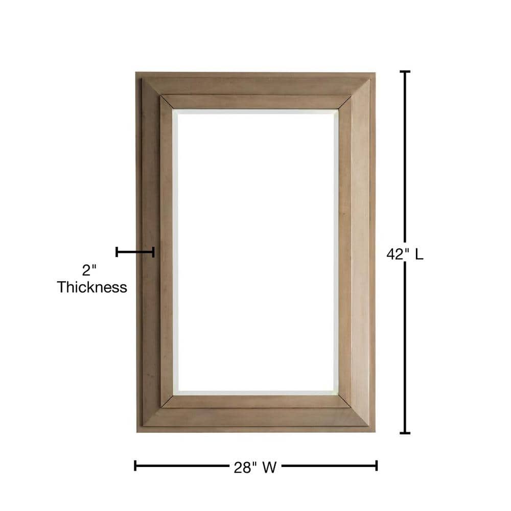 Portland 28" Whitewashed Walnut Rectangular Wood Mirror