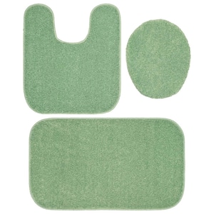 Gramercy Deep Fern Green Solid Plush Rectangle 3 Piece Bath Rug Set