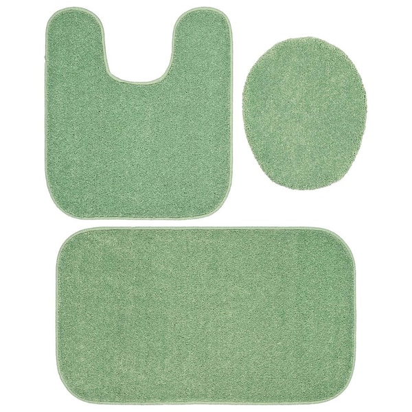 Garland Rug Gramercy Deep Fern Green Solid Plush Rectangle 3-Piece Bath Rug Set