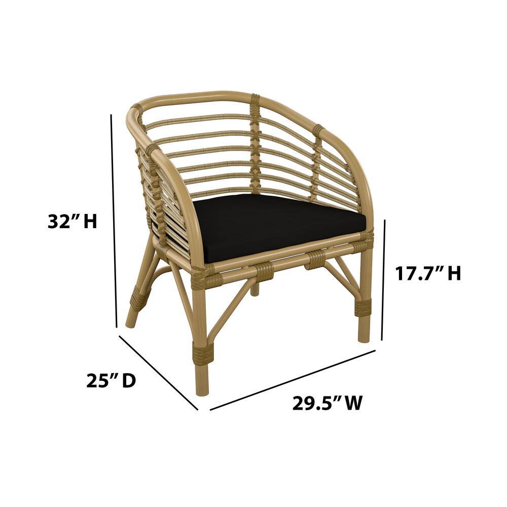 Boho Chic Aluminum and Wicker Club Chair with Beige Cushion