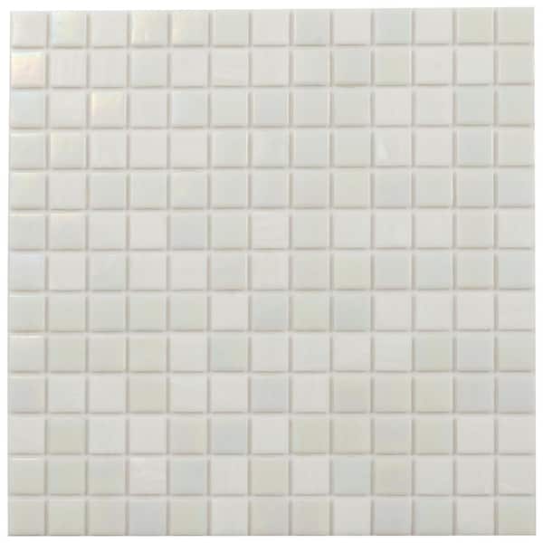 Apollo Tile Mingles 4" x 6" Glossy Cotton White Glass Mosaic Uniform square Wall and Floor Sample Tile 0.13 sq. ft./Piece (1-Pack)