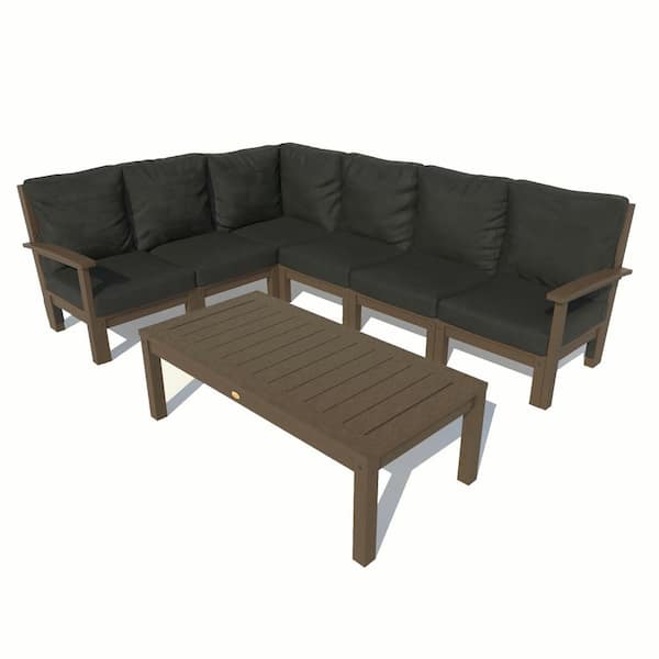 Highwood Bespoke Deep Seating 7-Piece Plastic Outdoor Sectional Set, Conversation Table with Cushions