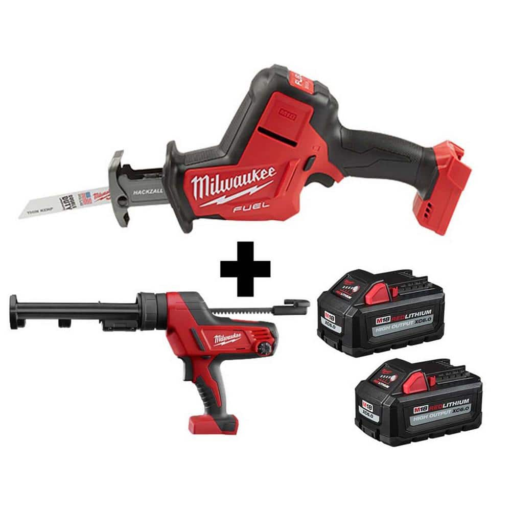 M18 FUEL 18V Lithium-Ion Brushless Cordless HACKZALL Reciprocating Saw & M18 Caulk Gun with Two M18 6.0Ah Batteries -  Milwaukee