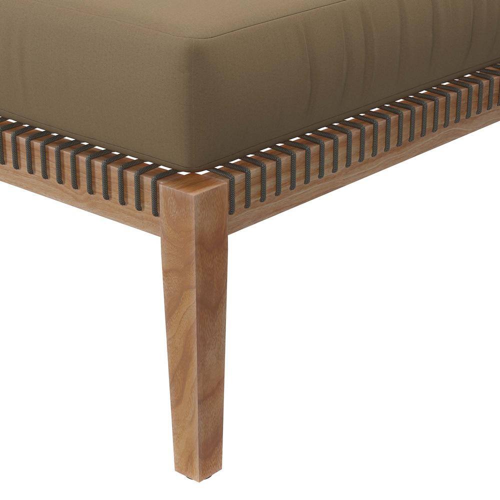 Clearwater Coastal Charm Teak Wood and Woven Rope Outdoor Ottoman