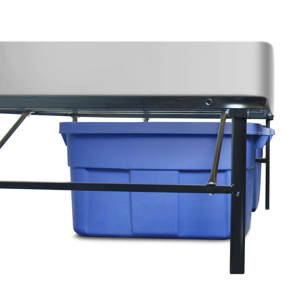 California King Black Metal Platform Bed Frame with Storage