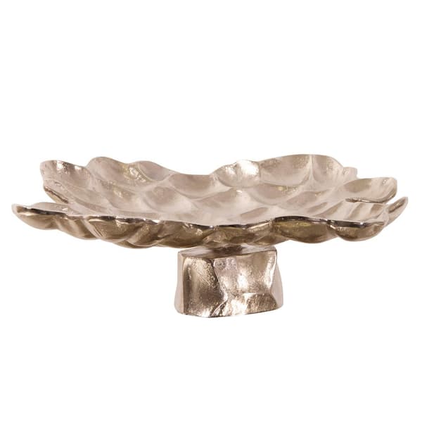 Unbranded Hammered Aluminum Footed Decorative Tray