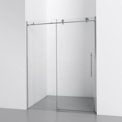 48 in. W x 76 in. H Bypass Sliding Semi Frameless Shower Door/Enclosure in Chrome with Clear Glass