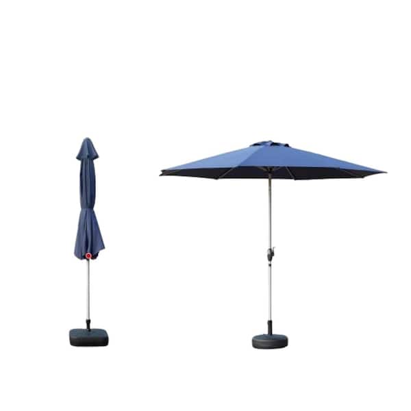 ITOPFOX 9 ft. Aluminnum Pole Market Patio Umbrella in Navy Blue with Push Button Tilt and Crank for Garden, Deck, Backyard, Pool