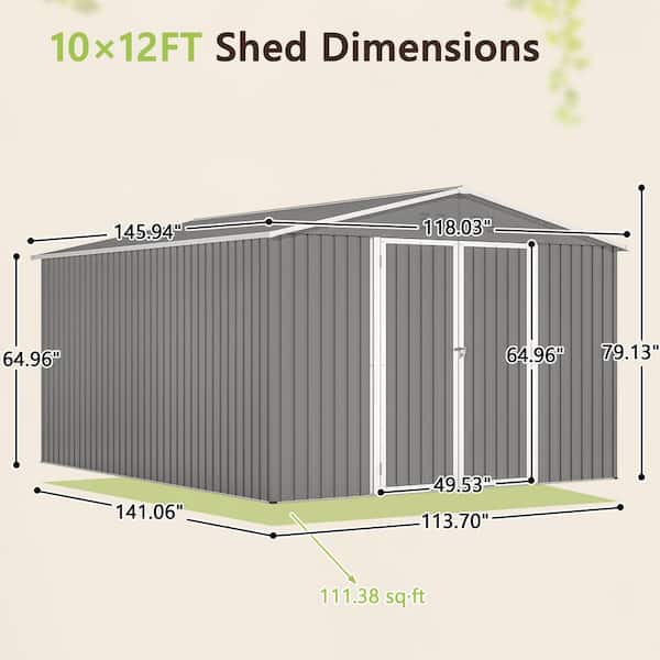Hohuqeri 10 ft. W x 12 ft. D Metal Storage Shed, With Floor