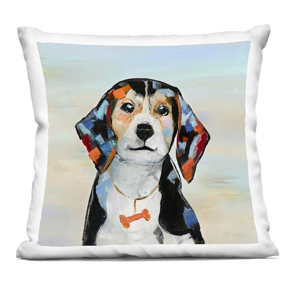 Stupell Industries Beagle with Bone Collar Black Abstract Polyester 18 in. x 18 in. Throw Pillow
