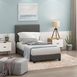 Laval Stone Twin Double Row Nail Head Bed Frame