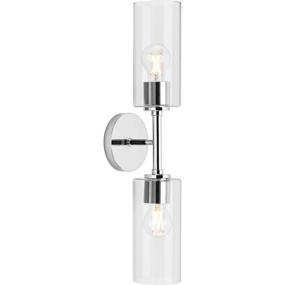 Cofield Polished Chrome Slender Wall Sconce with Cylindrical Glass Shade