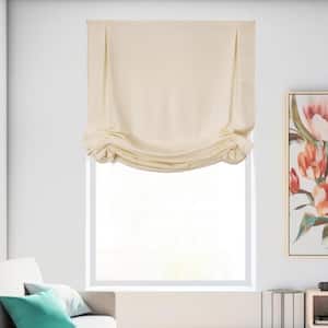 Ivory Cordless Light Filtering Privacy Polyester Roman Shade 35 in. W x 64 in. L