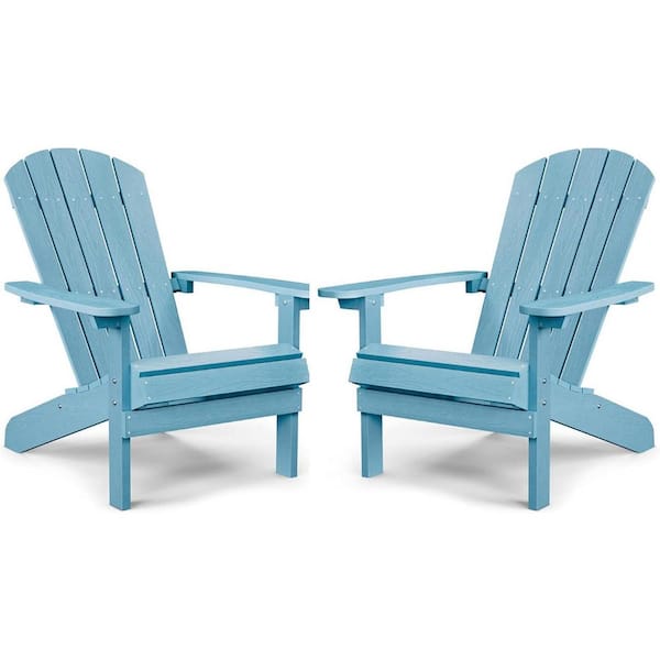 Mximu Classic Light Blue Plastic Outdoor Patio Adirondack Chair (Set of 2)