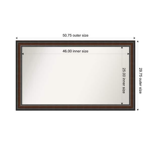 Amanti Art Cyprus Walnut 50.75 in. x 29.75 in. Custom Non-Beveled Wood Framed Bathroom Vantiy Wall Mirror