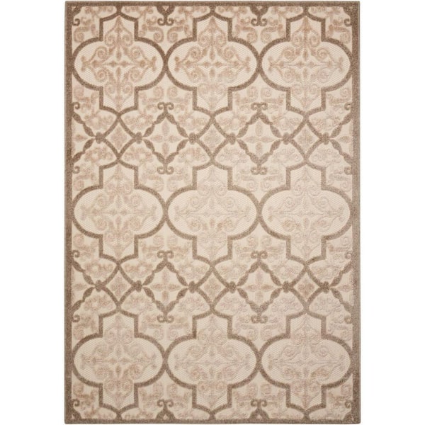 Cream 10 ft. x 13 ft. Woven Polypropylene Indoor/Outdoor Area Rug