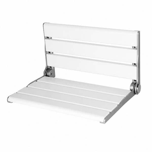 18 in. Wall Mounted Shower Seat, Shower Bench for Inside Shower, Fold Down Shower Chair for Adults in White