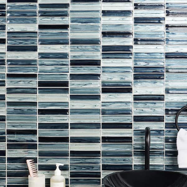 Tara Smoke 11.61 in. x 11.73 in. Stacked Glass Mosaic Tile (0.95 Sq. Ft. / Sheet)