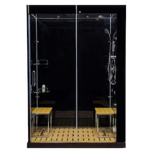 Venus Plus 59 in. x 40 in. X 86 in. Steam Shower Kit in Black with Sliding Door, Right Side Controls and Right Drain