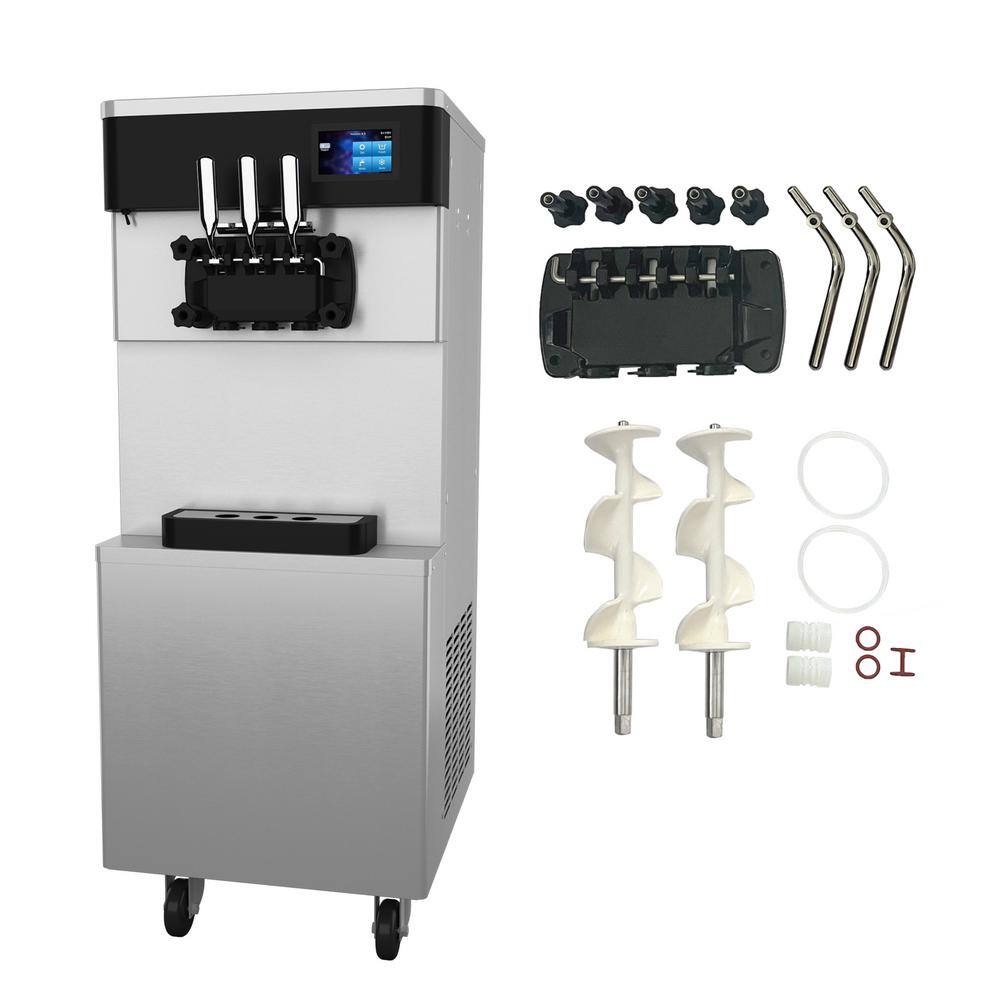 BZD 12.7 qt. Soft Ice Cream Maker in Stainless Steel with Compressor, LCD Display, Pre-cooling Function, 5.3-7.4 Gal/H