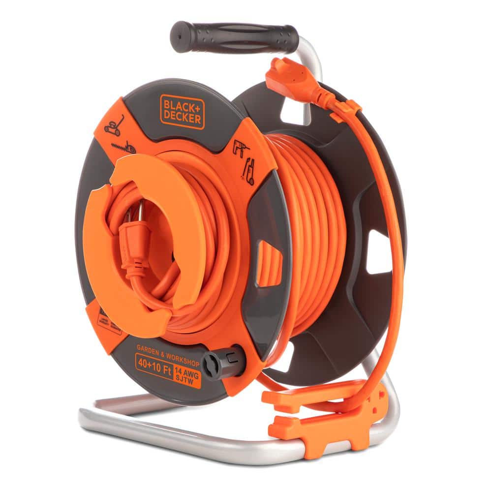 DEWENWILS 80FT Retractable Extension Cord Reel, Heavy Duty, 4 Outlets, 13A  Breaker, Metal Stand