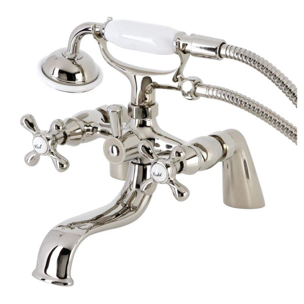 Kingston Brass Kingston 3 Handle Deck Mount Clawfoot Tub Faucets With Handshower In Polished 9551