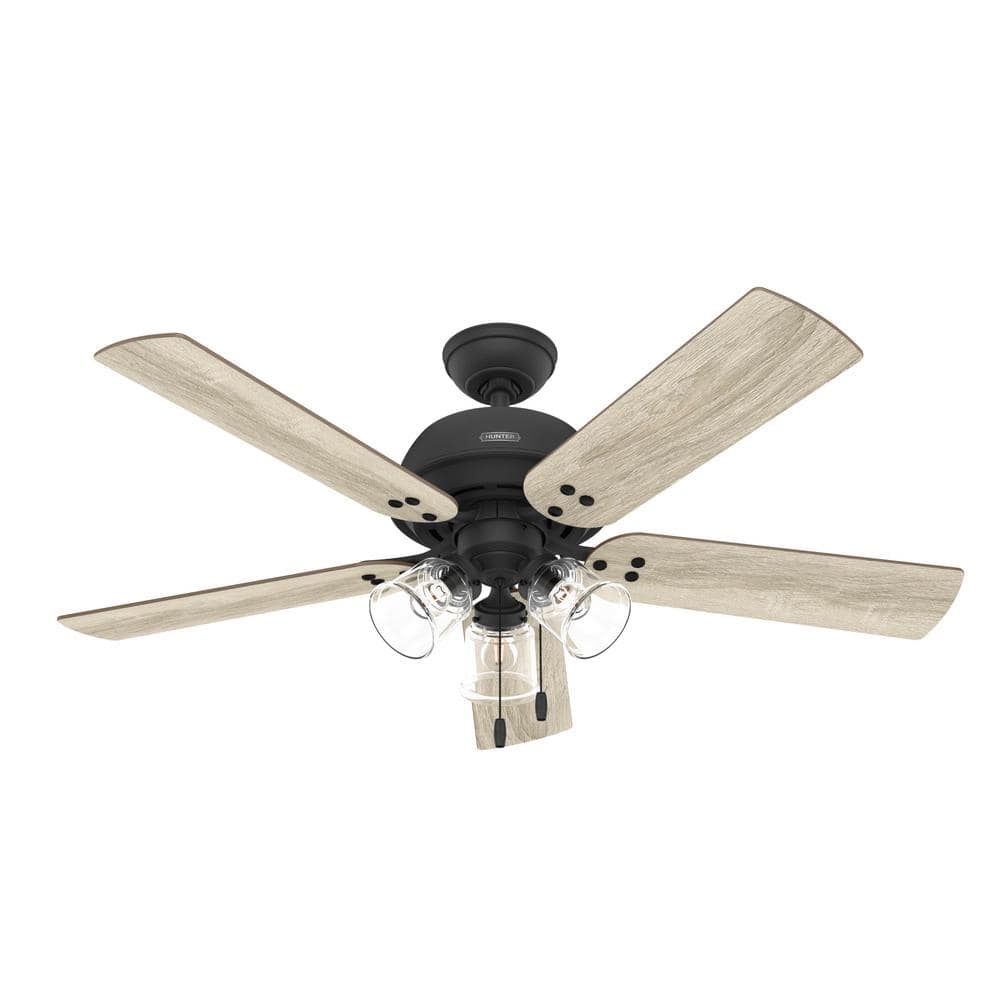 Matte Black and Golden Maple 52" Ceiling Fan with LED Light