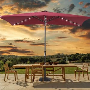 Enhance Your Outdoor Oasis with Chili Red 6x9 ft. LEDRectangular Patio Umbrella - Stylish, Durable, and Sun-Protective