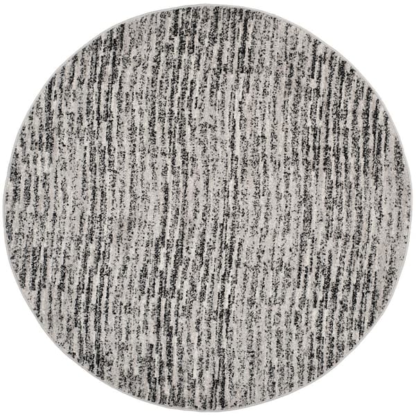 SAFAVIEH Adirondack Black/Silver 6 ft. x 6 ft. Round Striped Area Rug