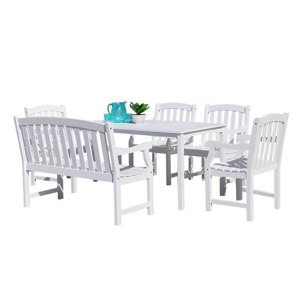Vifah Bradley Wood 6-Piece Outdoor Dining Set with 4 ft. Bench