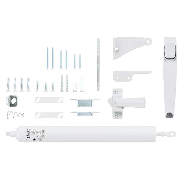 Pneumatic Closer and Push Button Latch Combo Kit, White