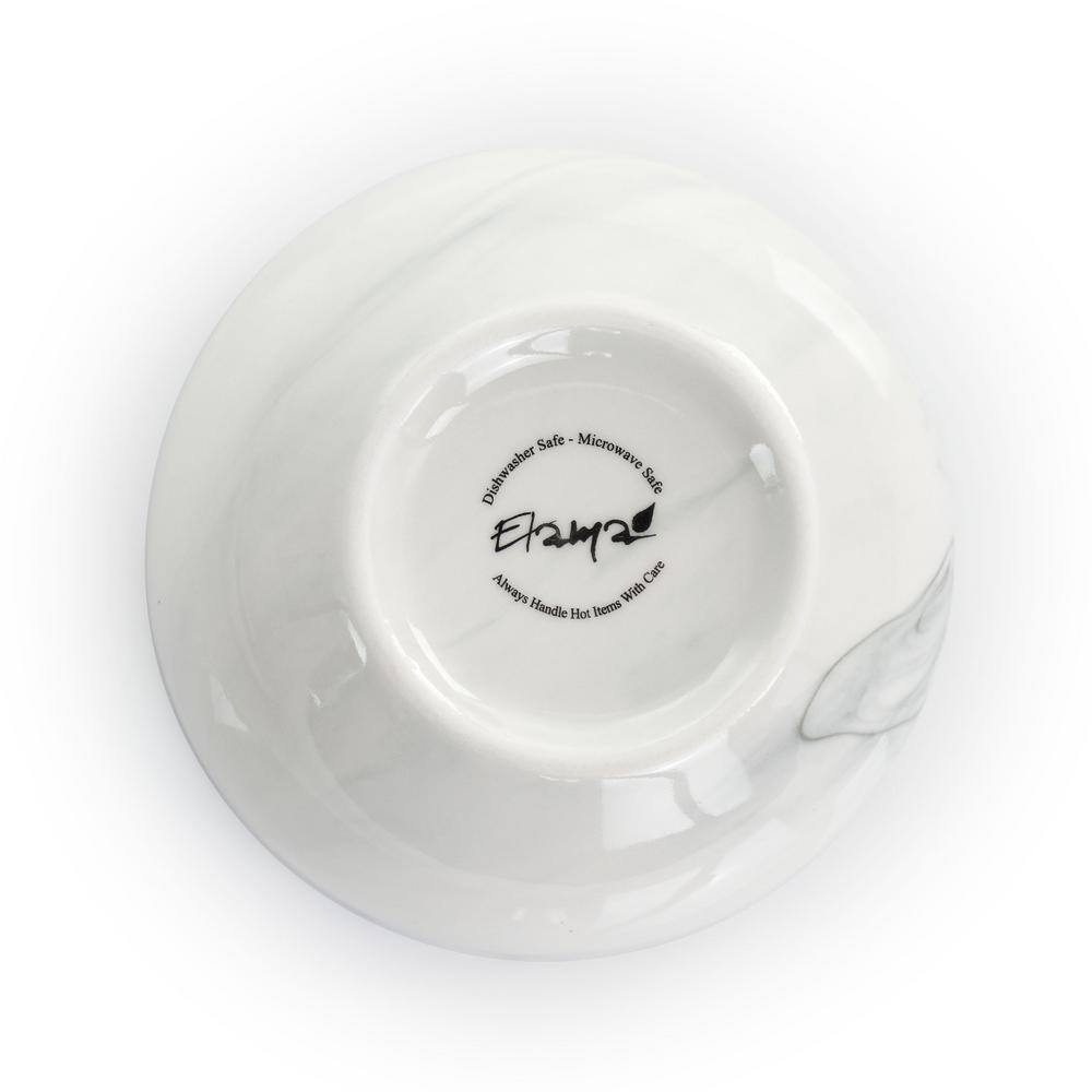 16-Piece Black and White Marble Ceramic Dinnerware Set