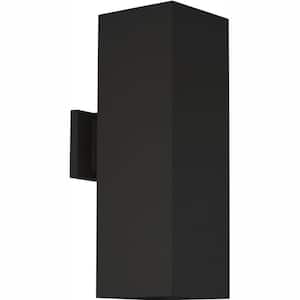 6" LED Square Cylinder Collection Black Modern Outdoor Up and Down Light Aluminum Wall Lantern