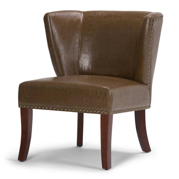 Simpli Home Jamestown Saddle Brown Bonded Leather Accent Chair