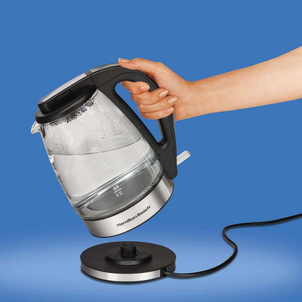 1.8 Quart Stainless Steel and Glass Electric Kettle with Blue LED