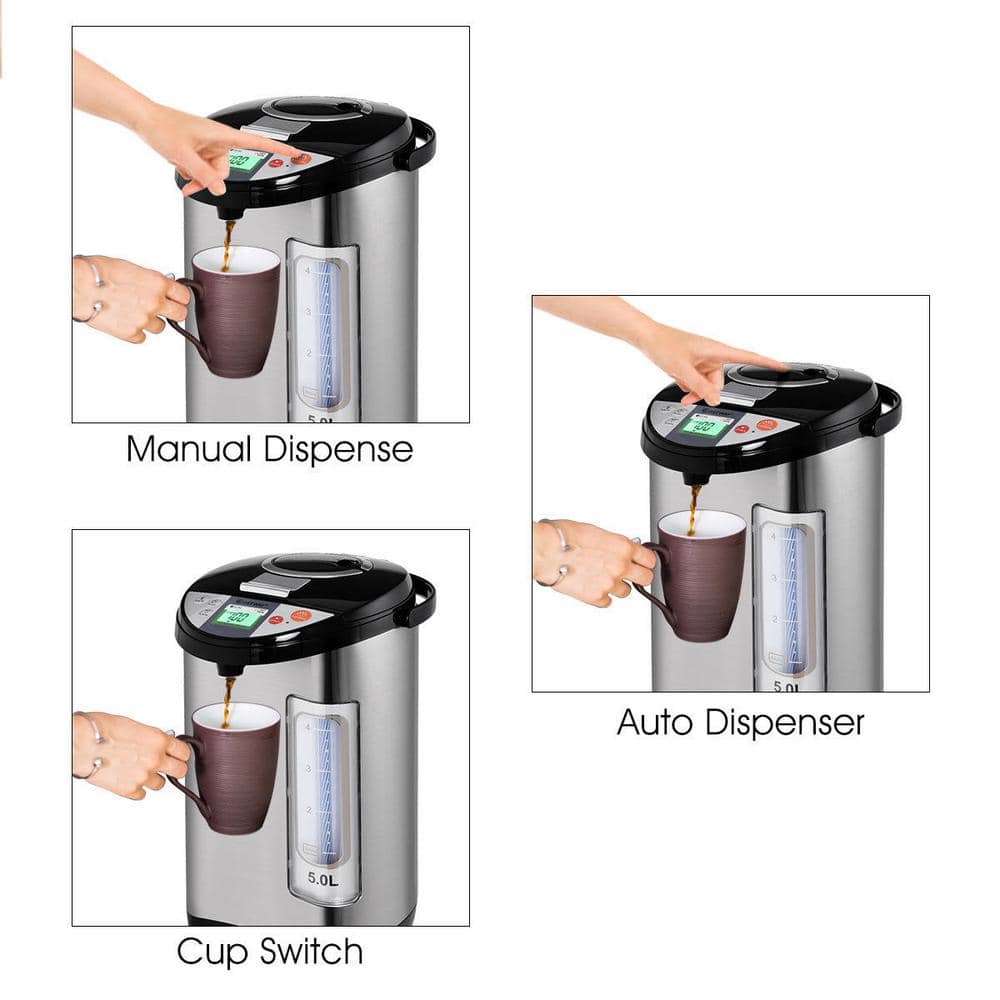 5-Liter Silver Stainless Steel Electric Hot Water Dispenser