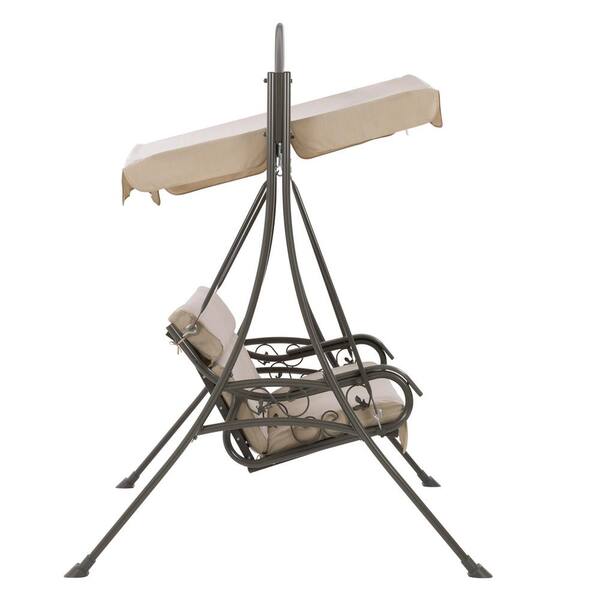 corliving nantucket patio swing with arched canopy in beige