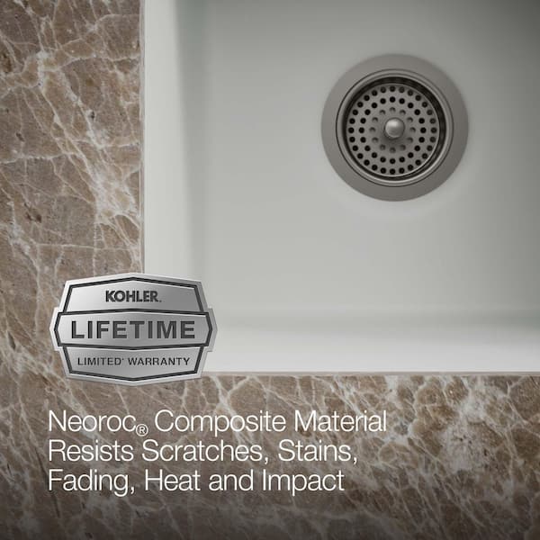 KOHLER Cairn Matte White Granite Composite 16 in. Undermount Bar