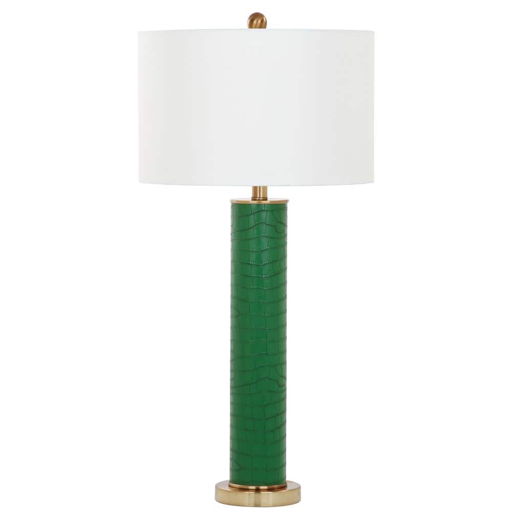 Ollie Green Faux Alligator Table Lamp Set with White Shades