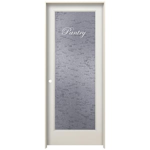 24 in. x 80 in. Right Hand Recipe Pantry Frosted Glass Primed Wood Single Prehung Interior Door