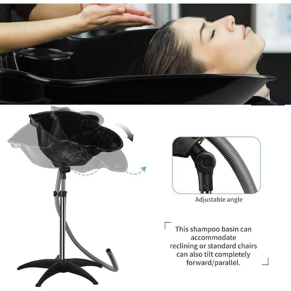Aoibox Black Portable Salon Sink with 1.5m Drain Pipe