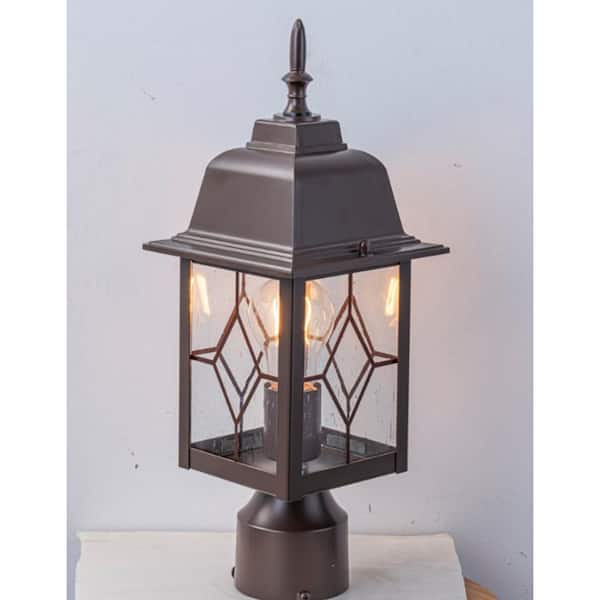1-Light Oil-rubbed Bronze Aluminum Hardwired Outdoor Weather Resistant Post Light Set with No Bulbs included