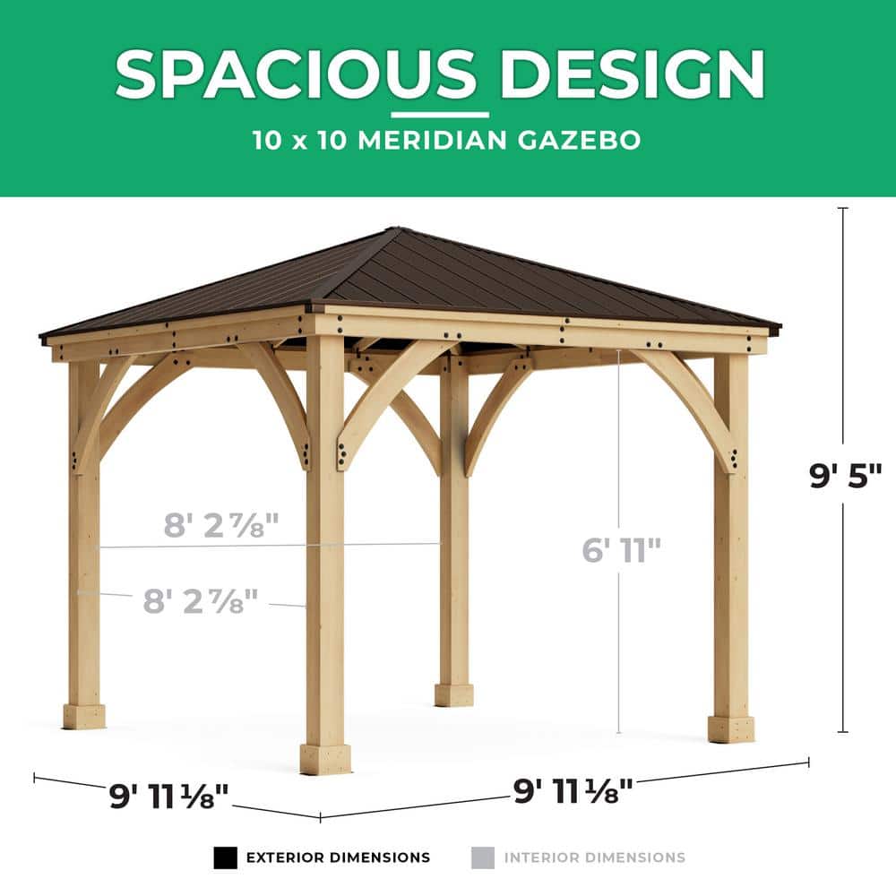 Cedar and Mocha Aluminum Roof 10' x 10' Gazebo
