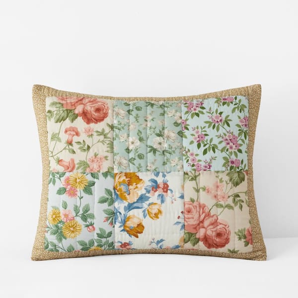 The Company Store Company Cotton Shoshanna Green Multi Reversible Patchwork Standard Cotton Sham