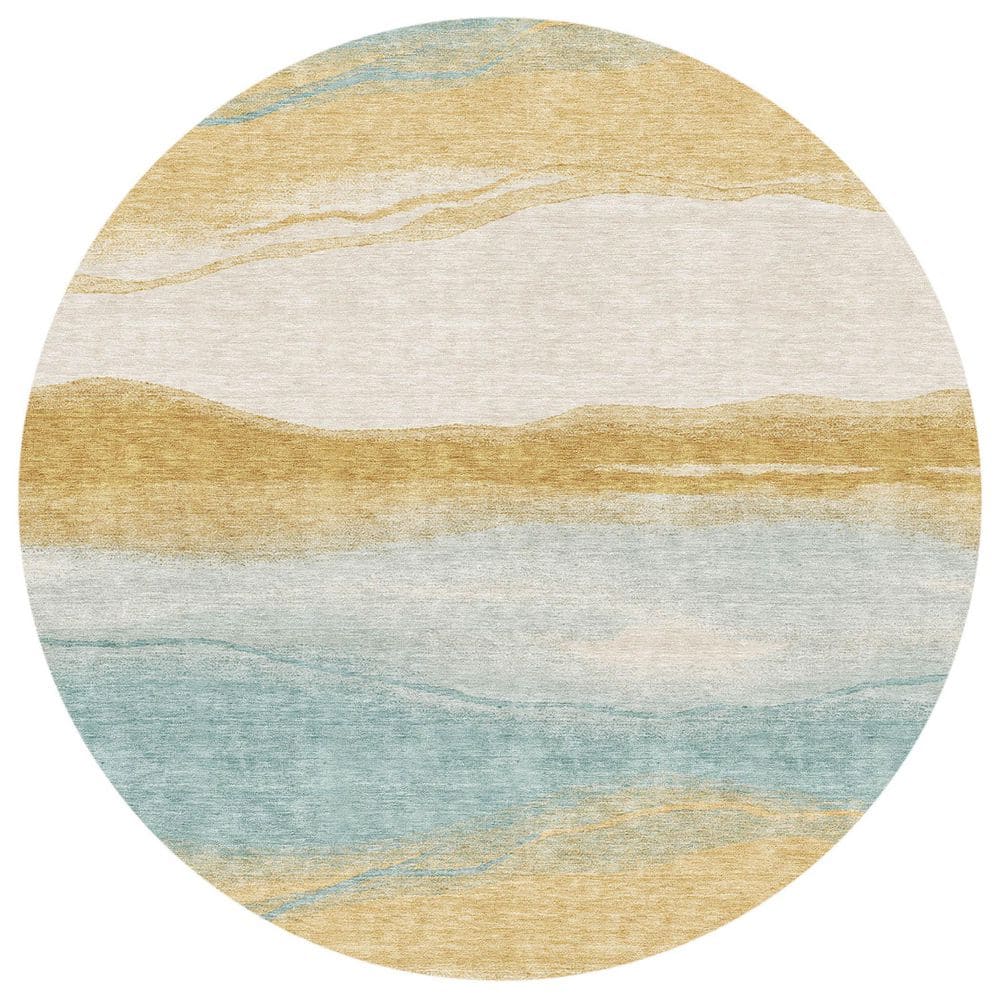 Chantille Machine Washable Indoor/Outdoor Abstract ACN2967 Spa 8 ft. x 8 ft. Round Rug price history on PriceWatchPro